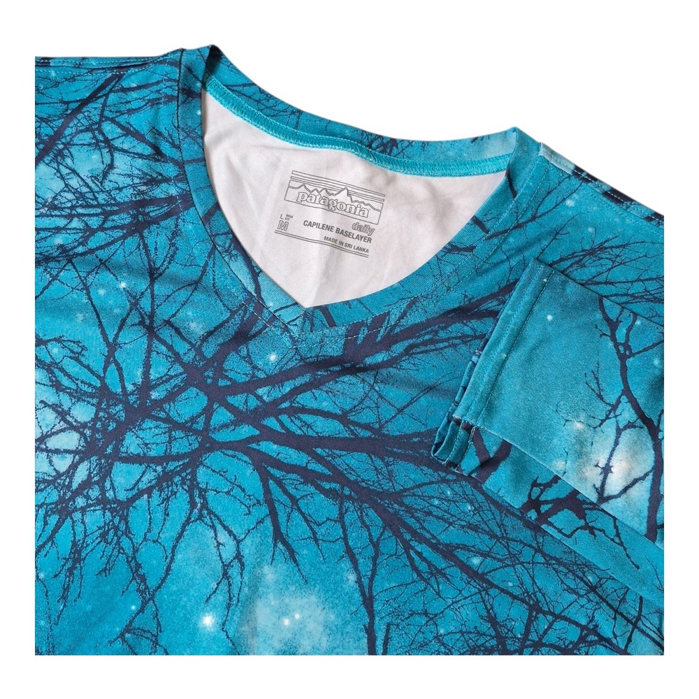 Patagonia Capilene Baselayer Shirt Long Sleeve Blue Sky Trees Women's M‎